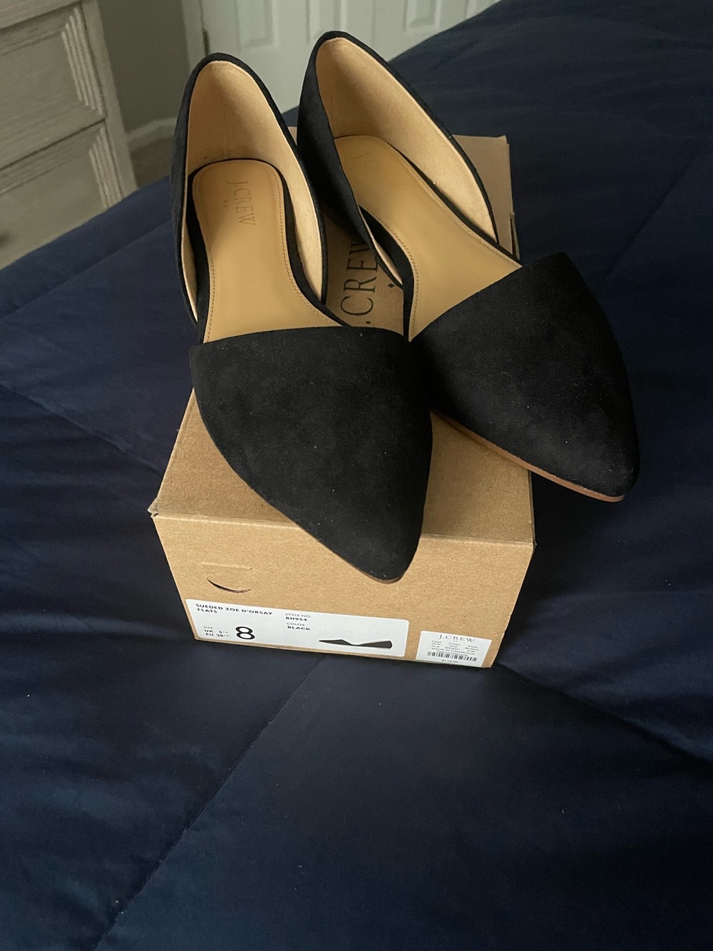 J. Crew Sueded Zoe D'Orsay Flats in Black and Brown- Like New